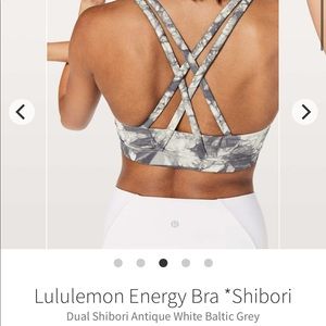 Lululemon energy bra size 2, gray tie dye shibori